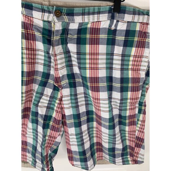 Tailor Vintage Men’s Reversible Plaid Khaki Linen Shorts Size 38 USA - Picture 5 of 12